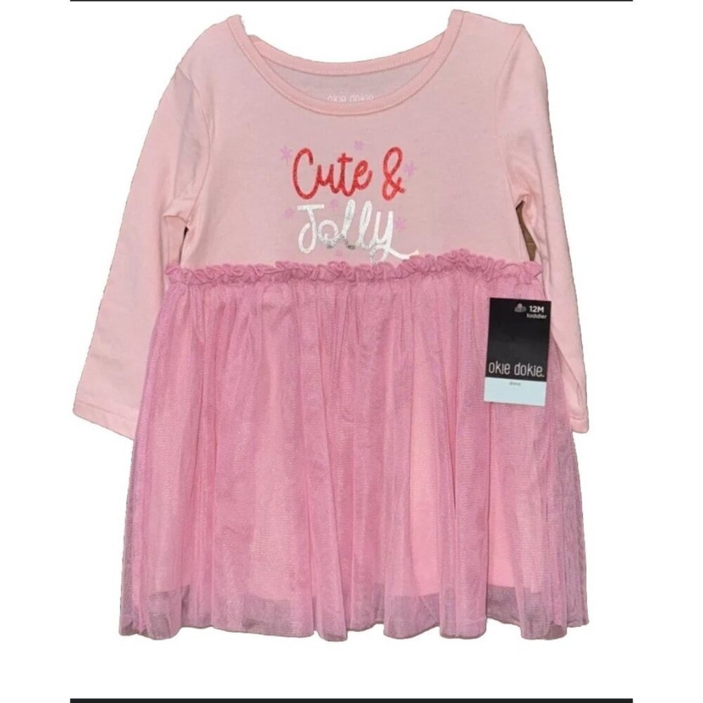 Okie Dokie Toddler Girl Cute and Jolly Long sleeve Dress size 4T NWT